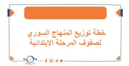 خطة توزيع المنهاج السوري لصفوف المرحلة الإبتدائية 2022_أفدني
