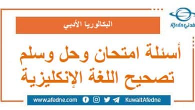 أسئلة وحل وسلم اللغة الإنكليزية البكالوريا الأدبي