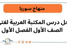 حل درس المكتبة العربية لغتي الصف الأول الفصل الأول