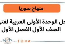 حل الوحدة الأولى العربية لغتي الصف الأول الفصل الأول