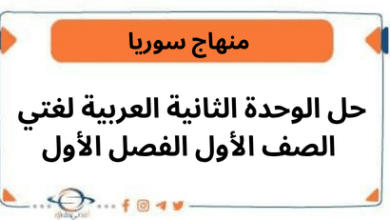 حل الوحدة الثانية العربية لغتي الصف الأول الفصل الأول