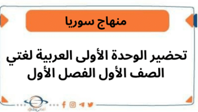 تحضير الوحدة الأولى العربية لغتي الصف الأول الفصل الأول