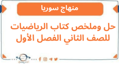 حل وملخص كتاب الرياضيات للصف الثاني الفصل الأول