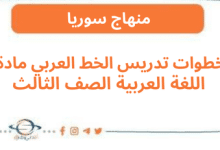 خطوات تدريس الخط العربي مادة اللغة العربية الصف الثالث