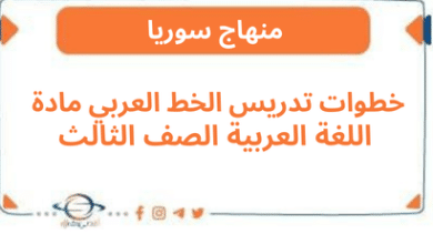خطوات تدريس الخط العربي مادة اللغة العربية الصف الثالث