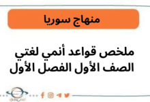 ملخص قواعد أنمي لغتي الصف الأول الفصل الأول