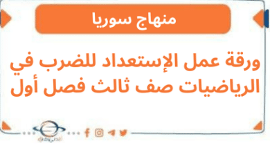 ورقة عمل الإستعداد للضرب في الرياضيات صف ثالث فصل أول