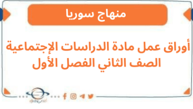 أوراق عمل مادة الدراسات الإجتماعية الصف الثاني الفصل الأول