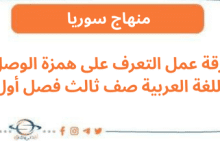 ورقة عمل التعرف على همزة الوصل اللغة العربية صف ثالث فصل أول