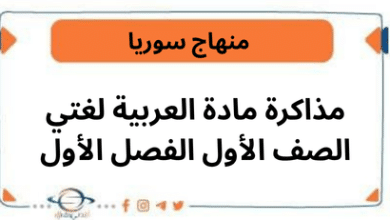 مذاكرة مادة العربية لغتي الصف الأول الفصل الأول