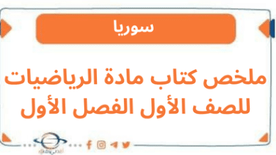 ملخص كتاب مادة الرياضيات للصف الأول الفصل الأول