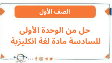 حل من الوحدة الأولى للسادسة مادة لغة انكليزية