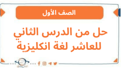 حل من الدرس الثاني للعاشر لغة انكليزية