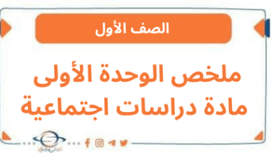 ملخص الوحدة الأولى مادة دراسات اجتماعية