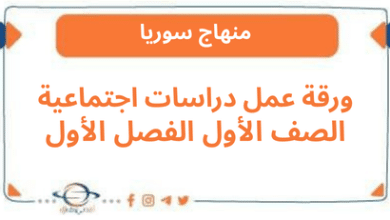ورقة عمل دراسات اجتماعية الصف الأول الفصل الأول