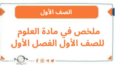 ملخص في مادة العلوم للصف الأول الفصل الأول
