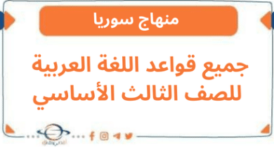 جميع قواعد اللغة العربية للصف الثالث الأساسي