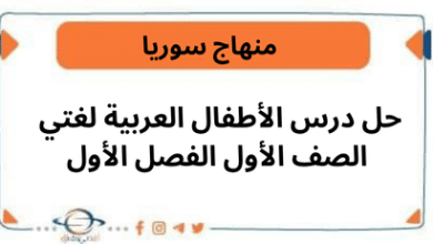 حل درس الأطفال العربية لغتي الصف الأول الفصل الأول