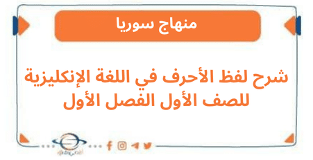 شرح لفظ الأحرف في اللغة الإنكليزية للصف الأول الفصل الأول