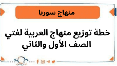 خطة توزيع منهاج العربية لغتي الصف الأول والثاني
