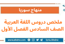 ملخص دروس اللغة العربية الصف السادس الفصل الأول