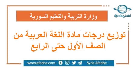 توزيع درجات مادة اللغة العربية من الصف الأول حتى الرابع | منصة أفدني التعليمية توزيع درجات مادة اللغة العربية من الصف الأول حتى الرابع