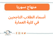 أسماء الطلاب الناجحين في كلية العمارة كافة المحافظات