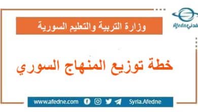 خطة توزيع المنهاج السوري للعام الدراسي الحالي