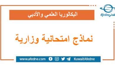 النماذج الامتحانية الوزارية لطلاب البكالوريا العلمي و الأدبي | منصة أفدني التعليمية النماذج الامتحانية الوزارية لطلاب البكالوريا العلمي و الأدبي